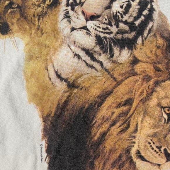 Vintage 90s human i tees cat tiger - Picture 2 of 4